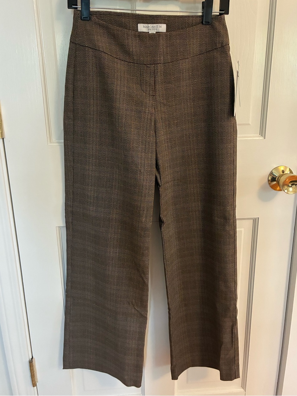 Margaret M Brown Plaid Wide-Leg Trousers, NWT